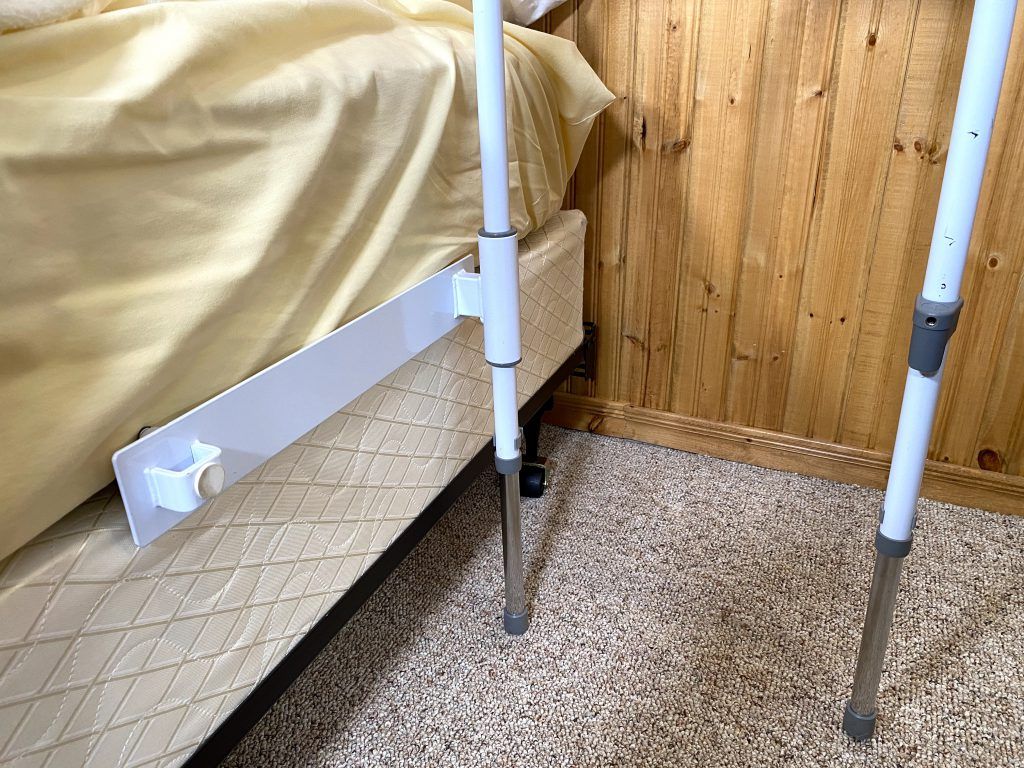 Adult bed rail swing-away open position