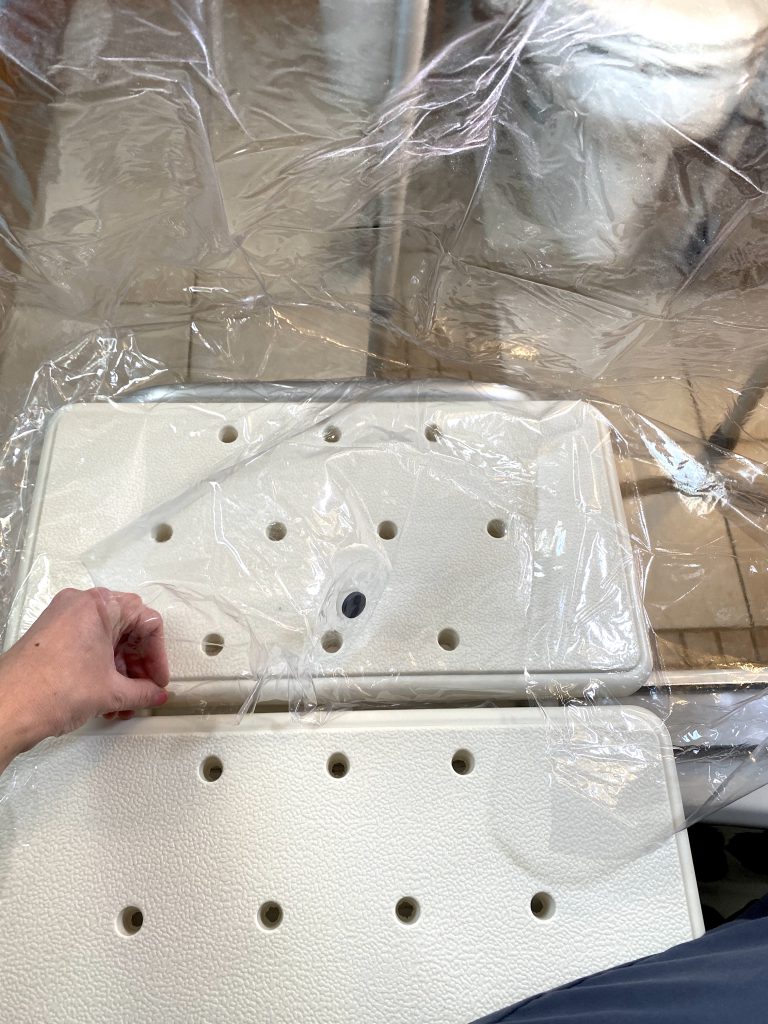 Showering After Hip Replacement - Slide Shower Curtain into Tub Bench