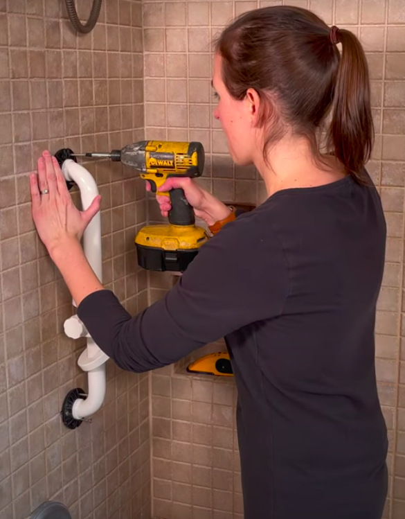 shower grab bar tile screw