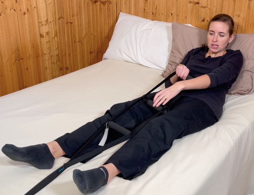 Pull into upright/seated position using bed ladder at foot of bed - bed mobility aid